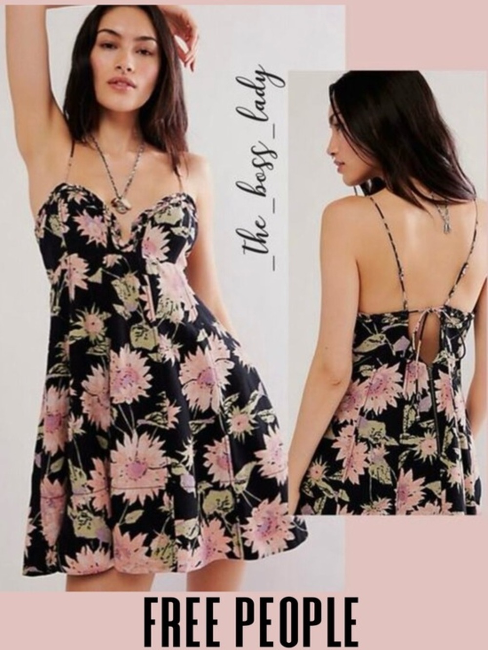Free People mini dress floral  linen blend boho spring summer
